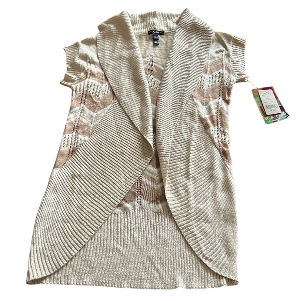 Fang Fashion Tan Chevron Shrug Sweater Cardigan Vest NWT Girls Large